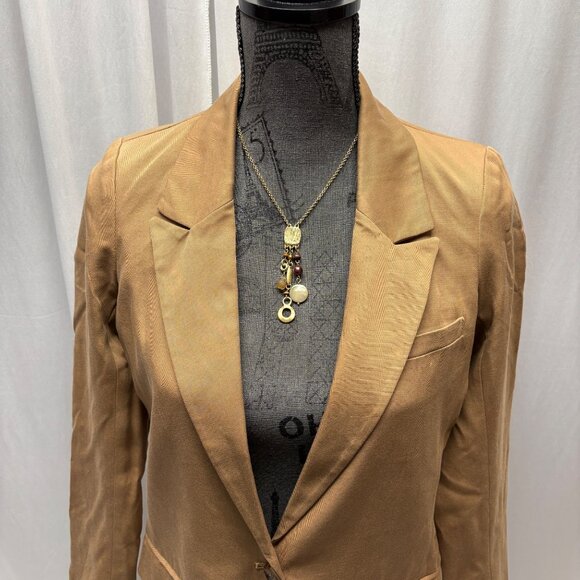 Abercrombie and Fitch Womens Blazer Size XS Tan Notch Collar Two Button NEW - Picture 2 of 8